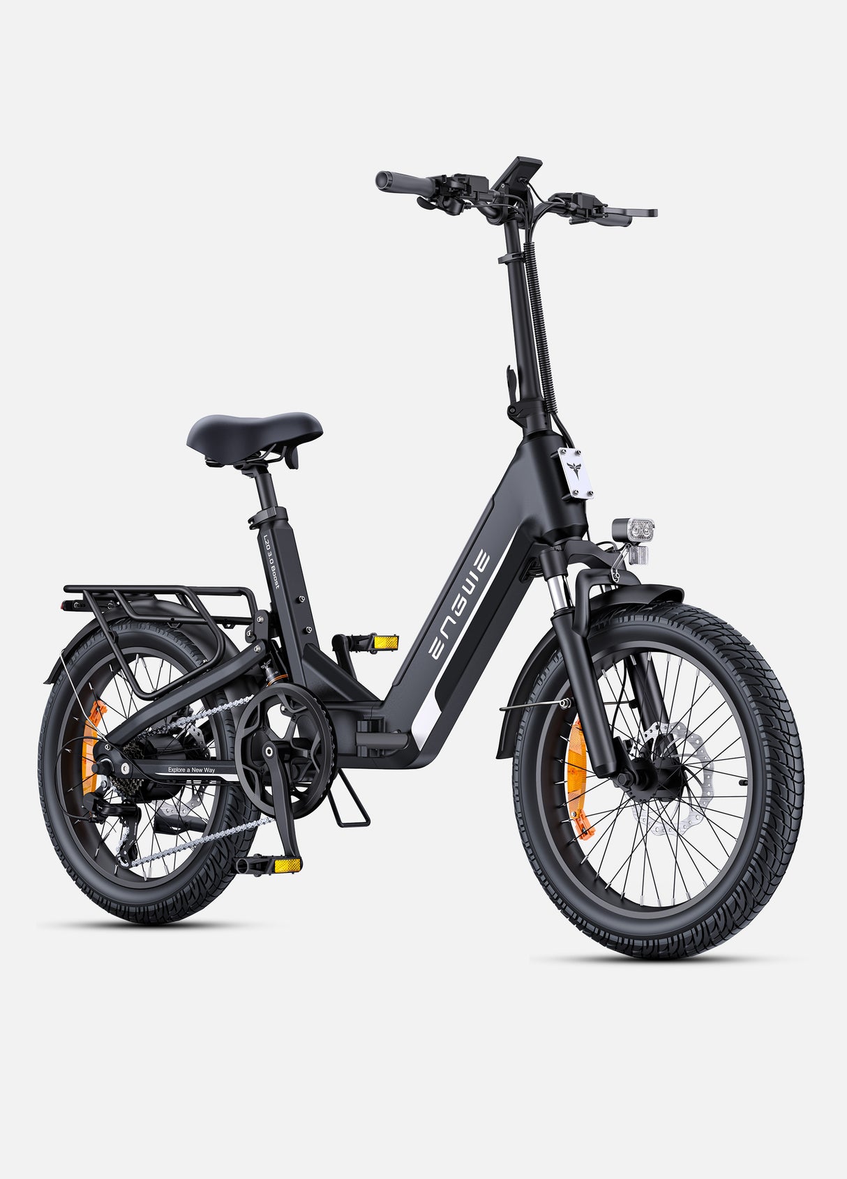 a black engwe l20 3.0 boost fold e bike
