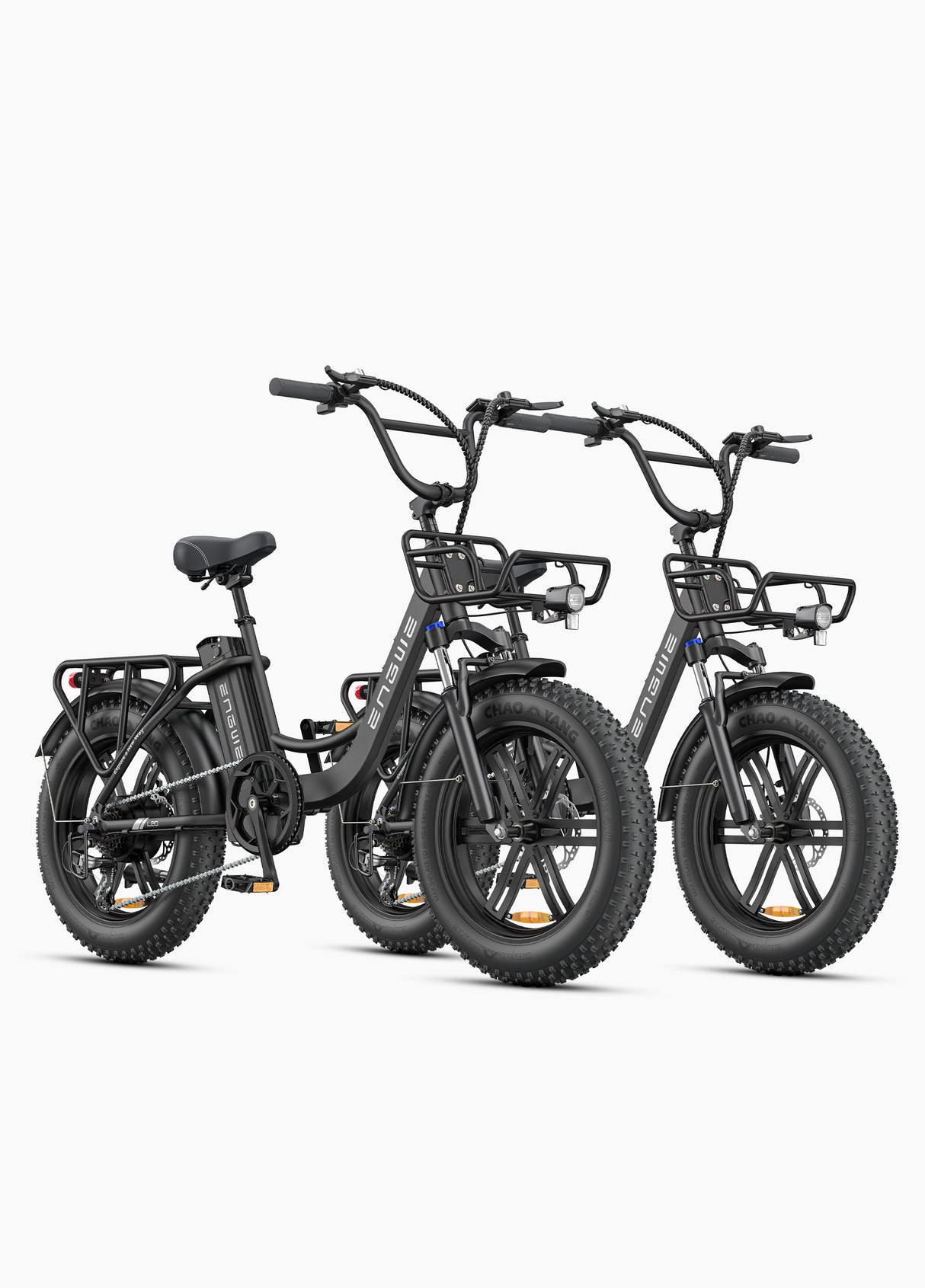 2 black engwe l20 boost pedal assist e bikes