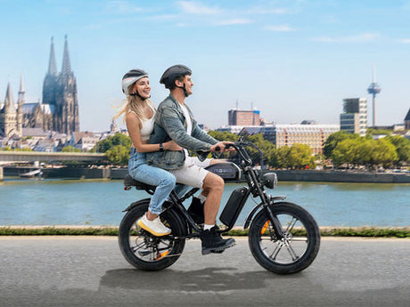 riding engwe m1 fat tire e-bike on the road