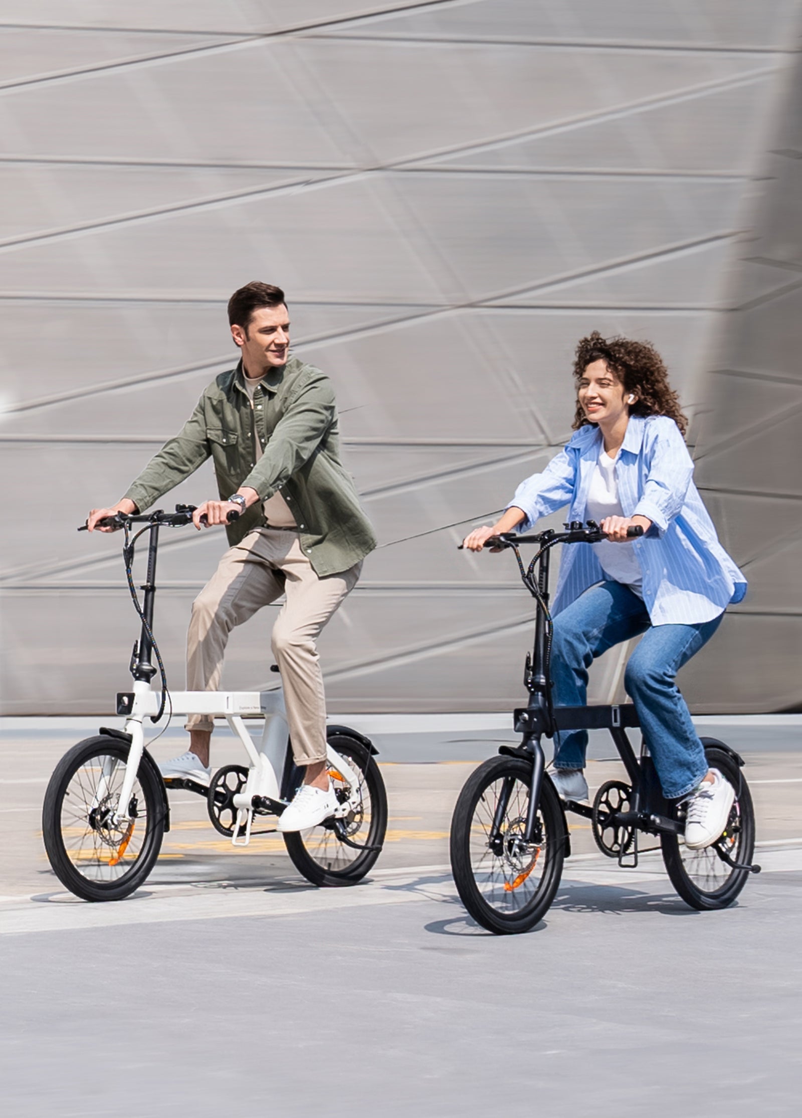 Two riders using ENGWE P20 folding electric bikes