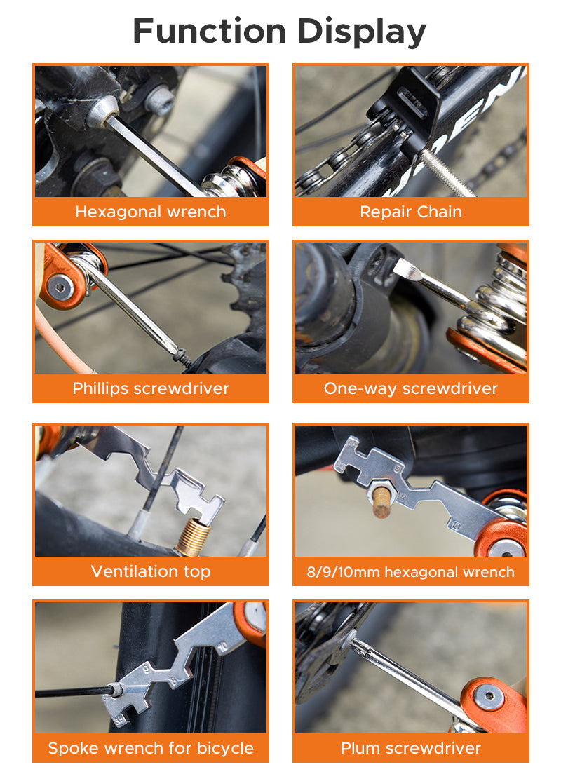 ENGWE Multifunctional tool bicycle repair tool 15 in 1 bicycle repair kit steel collapsible ENGWE Multifunctional tool bicycle repair tool 15 in 1 bicycle repair kit steel collapsible