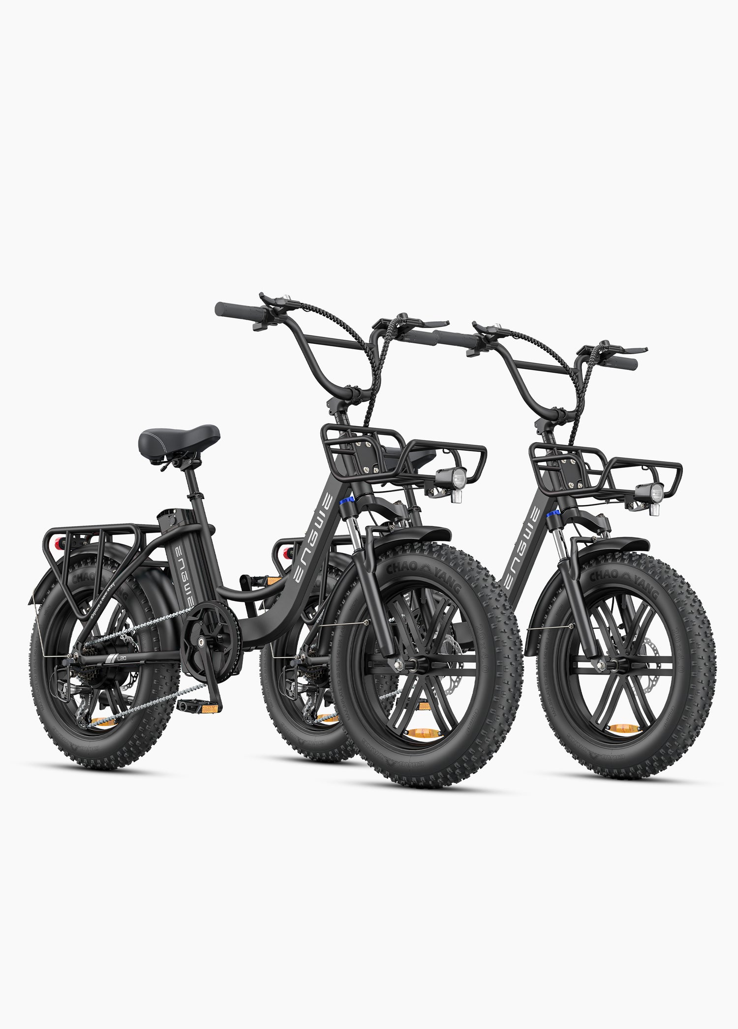 2 black engwe l20 boost pedal assist e bikes