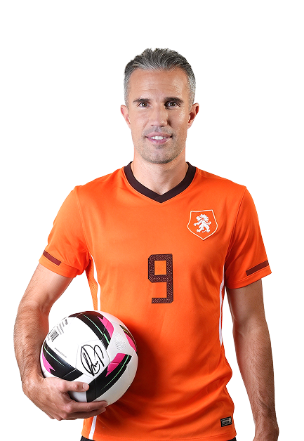 Robin van Persie holding a signed football